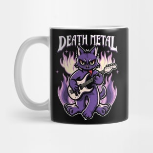 Death Metal Satanic Baphomet Cat playing guitar Mug